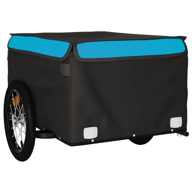 vidaXL Fietstrailer 45 kg ijzer zwart en blauw