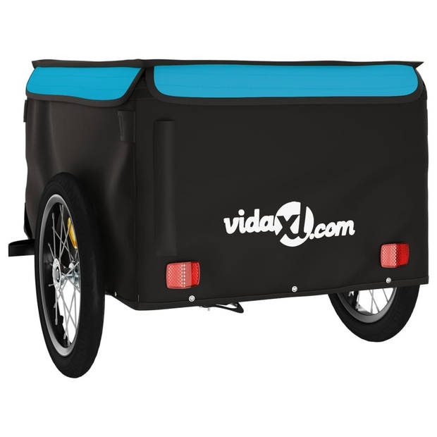 vidaXL Fietstrailer 45 kg ijzer zwart en blauw