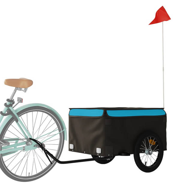 vidaXL Fietstrailer 45 kg ijzer zwart en blauw