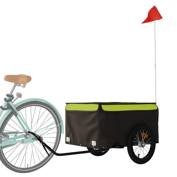 vidaXL Fietstrailer 45 kg ijzer zwart en groen