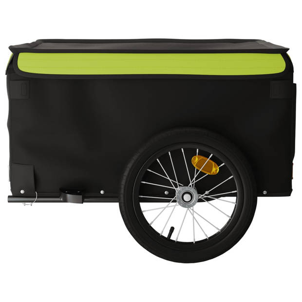 vidaXL Fietstrailer 45 kg ijzer zwart en groen