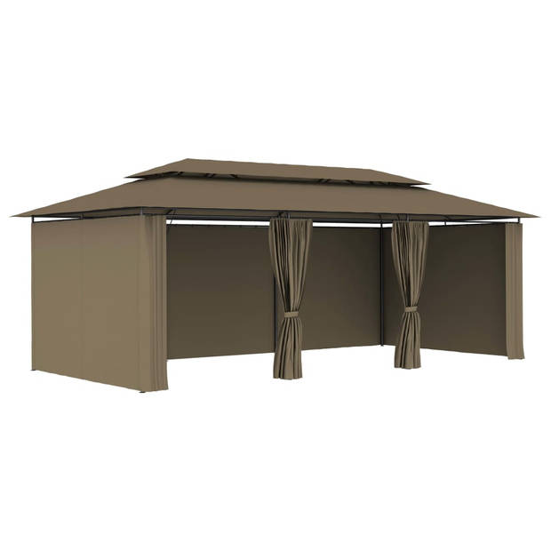 vidaXL Prieel met gordijnen 180 g/m² 600x298x270 cm taupe