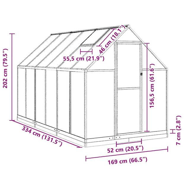 vidaXL Tuinkas met basisframe 334x169x202 cm aluminium groen