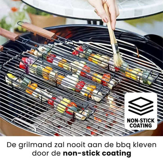 PROKING BBQ grilrooster Klemmand - Barbecue accessoires - Vlees - Vis - Vega - Set van 2 stuks