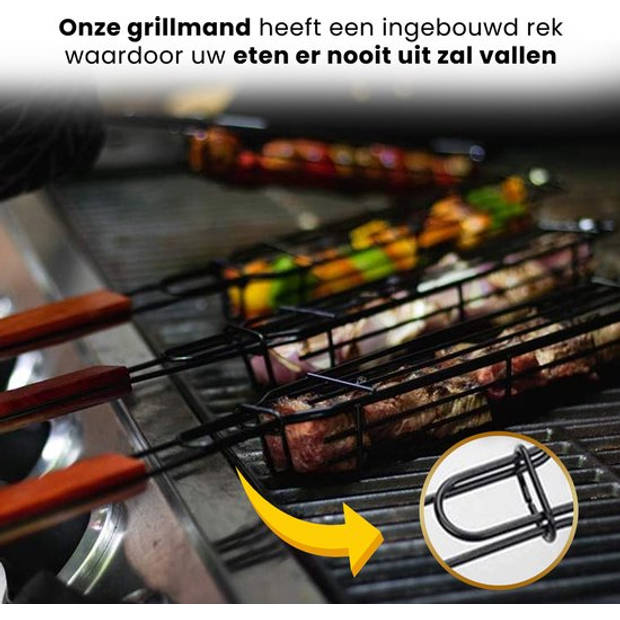 PROKING BBQ grilrooster Klemmand - Barbecue accessoires - Vlees - Vis - Vega - Set van 2 stuks