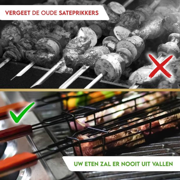 PROKING BBQ grilrooster Klemmand - Barbecue accessoires - Vlees - Vis - Vega - Set van 2 stuks