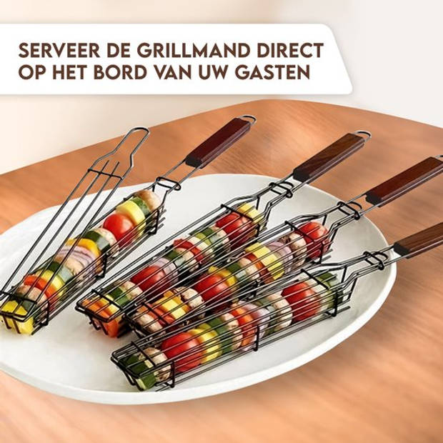 PROKING BBQ grilrooster Klemmand - Barbecue accessoires - Vlees - Vis - Vega - Set van 2 stuks