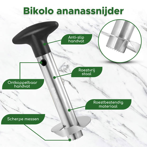 Bikolo® - Ananassnijder - Ananasboor - Ananasschiller - RVS - Vaatwasserbestendig