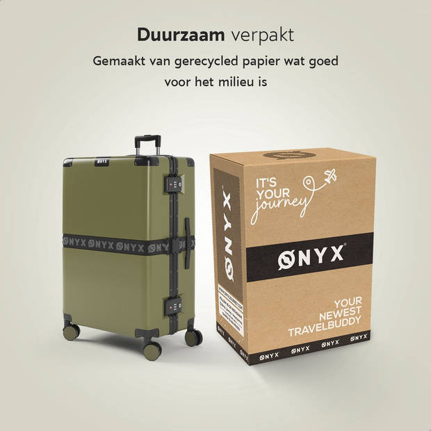 ONYX Check-in koffer 100L - TSA slot - Spinner wielen - Lichtgewicht Trolley - Aluminium sluiting - Olive groen