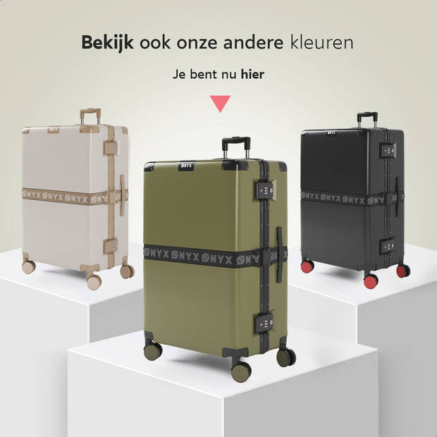 ONYX Check-in koffer 100L - TSA slot - Spinner wielen - Lichtgewicht Trolley - Aluminium sluiting - Olive groen