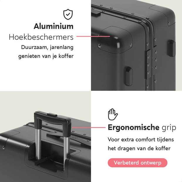 ONYX Check-in Koffer 65L - TSA slot - Spinner wielen - Lichtgewicht Trolley - Aluminium sluiting - Zwart