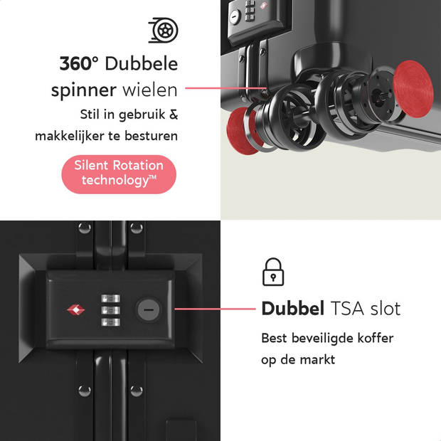 ONYX 3-delige Kofferset - Handbagage en Check-in koffer - 33L/65L/100 L - TSA slot - Spinner wielen - Trolley - Zwart