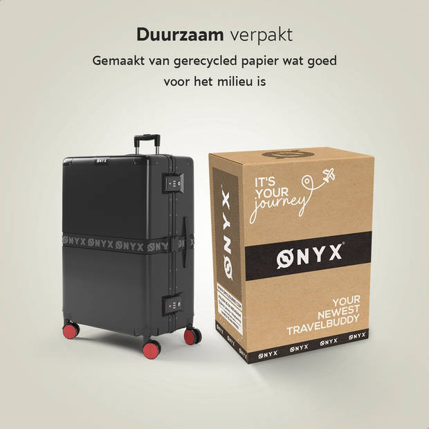 ONYX Check-in koffer 100L - TSA slot - Spinner wielen - Lichtgewicht Trolley - Aluminium sluiting - Zwart