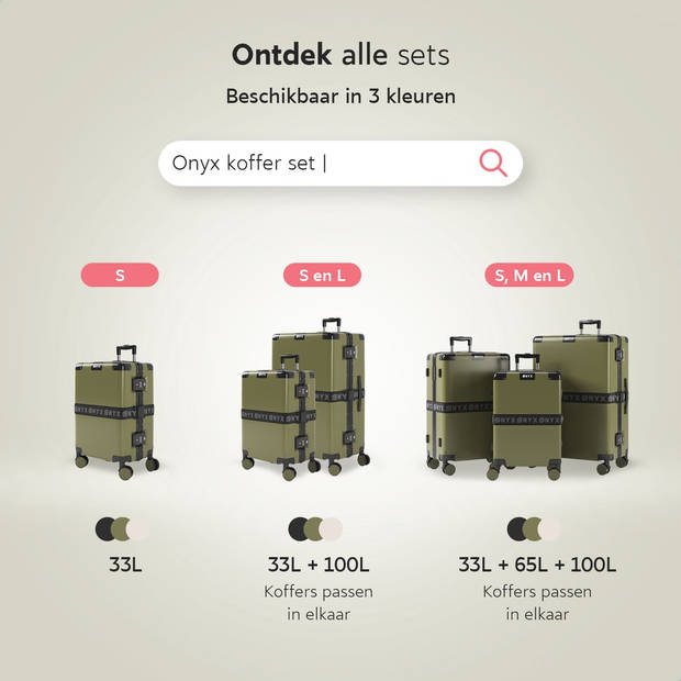 ONYX 2-delige Kofferset - Handbagage en Check-in koffer - 33L/100 L - TSA slot - Spinner wielen - Trolley - Groen