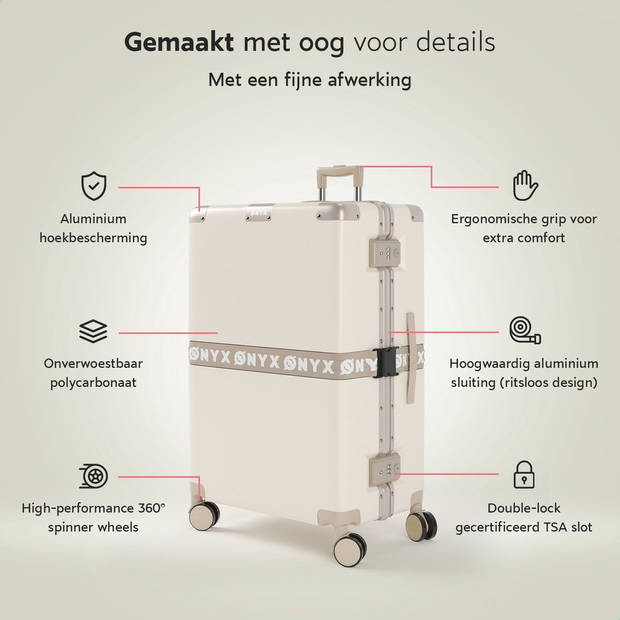 ONYX 2-delige Kofferset - Handbagage en Check-in koffer - 33L/100 L - TSA slot - Spinner wielen - Trolley - Beige