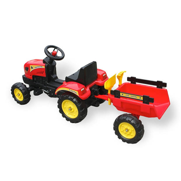 Max Kids - Skelter - Tractor Elin met aanhanger - Rood