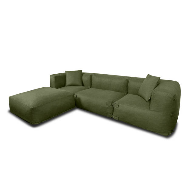 Feel Furniture - Binnen & Buiten bank - Odin - 3 persoonsbank - Groen - Met Ottoman