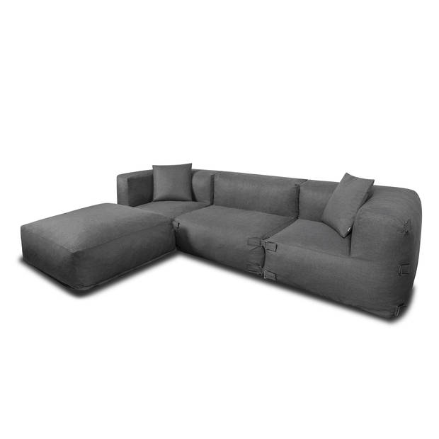 Feel Furniture - Binnen & Buiten bank - Odin - 3 persoonsbank - Grijs - Met Ottoman