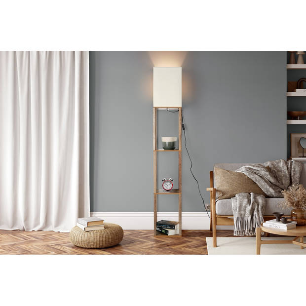 Feel Furniture - Staande lamp met opberguimte - Bruin - Met lichtpeer