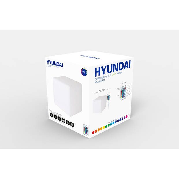 Hyundai Lighting - LED lichtkubus met RGB op zonne-energie - 30 cm - Met USB Kabel