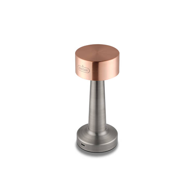 Buccan - Dumbbell tafellamp - Rosegoud en zilver - 3 lichtstanden en touchpanel