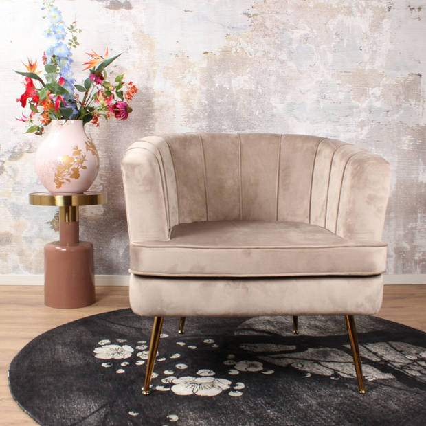 Norah fauteuil velvet champagne/taupe
