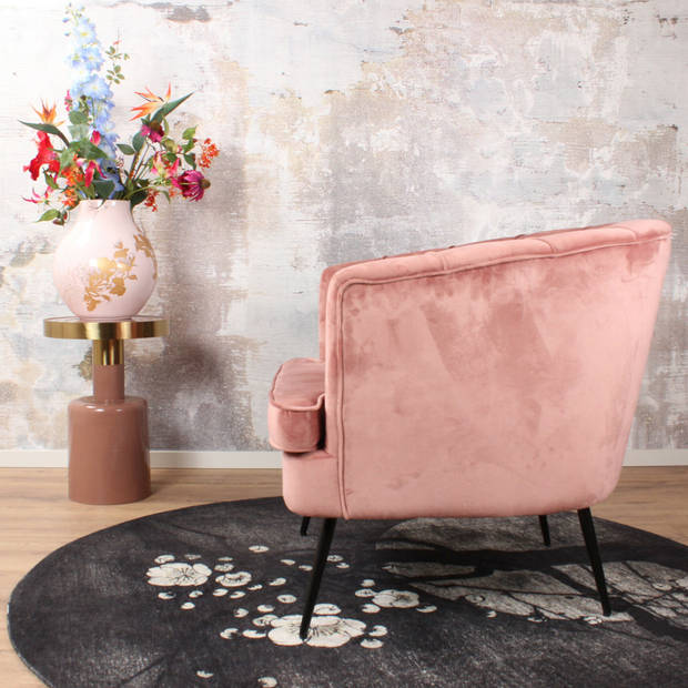 Norah fauteuil velvet zalmroze