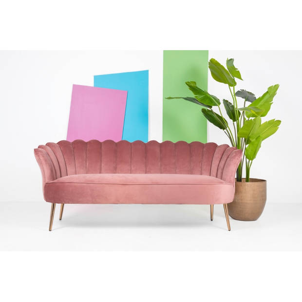 Giga Meubel - Velvet Bank Roze - Zithoogte 48cm - 192x79x82cm - Bank Jada 3-zits