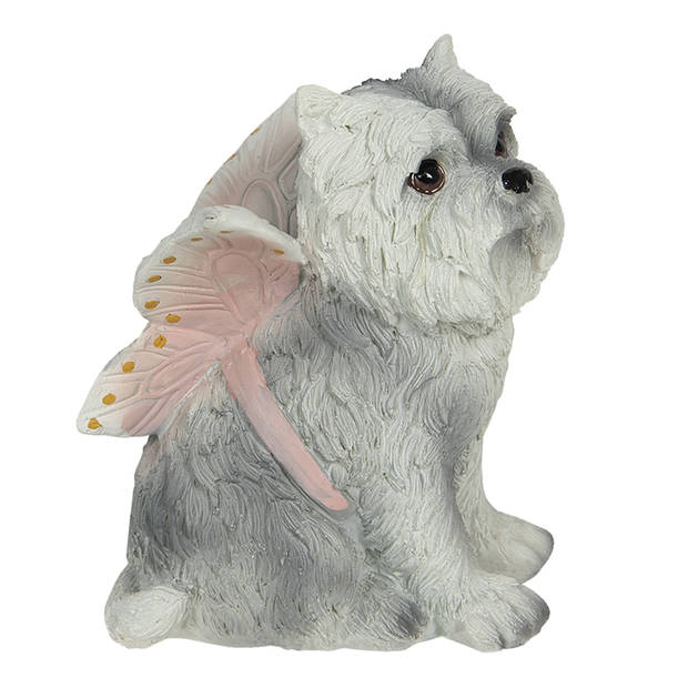 Clayre & Eef Beeld Hond 11x10x13 cm Grijs Polyresin Woonaccessoires Grijs Woonaccessoires