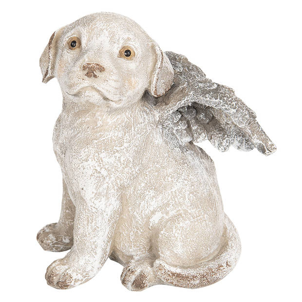 Clayre & Eef Beeld Hond 16x13x20 cm Grijs Polyresin Woonaccessoires Grijs Woonaccessoires