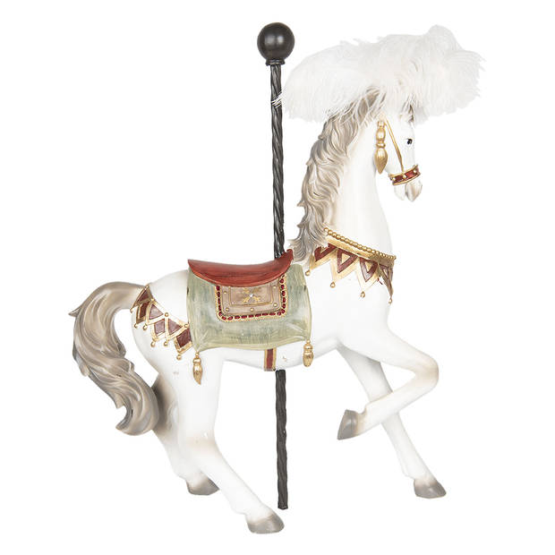 Clayre & Eef Beeld Paard 54 cm Wit Polyresin Woonaccessoires Wit Woonaccessoires