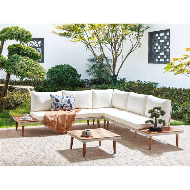 Beliani CORATO - Loungeset-Wit-Acaciahout