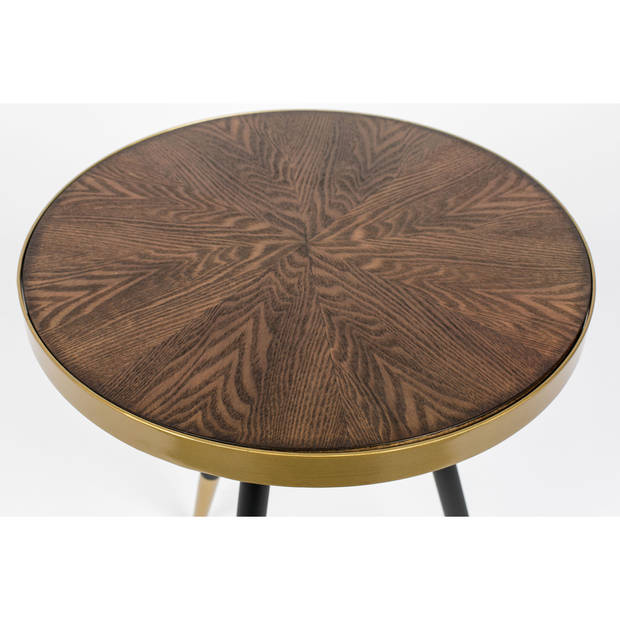 Housecraft Denise Bijzettafel Hout Rond 44 cm Bruin/ Goud