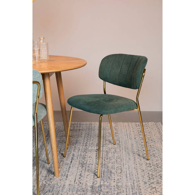 Housecraft Jolien Eetkamerstoelen Goud/ Dondergroen - Set van 2