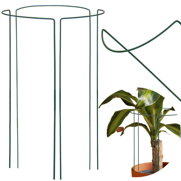 Springos Plantensteun - Metaal - Bloemen - Groen - Set Van 3 - 45 Cm
