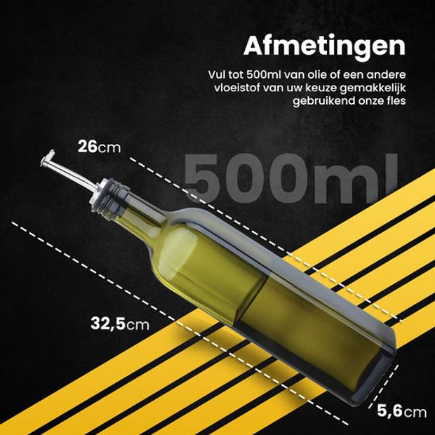 PROKING Olijfolie Fles met Schenktuit – Inclusief Schenktuit, Dop & Trechter – 500 ml - Groen