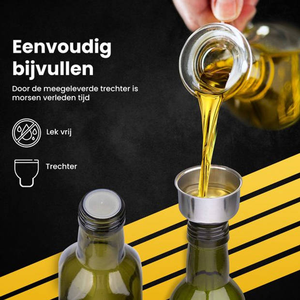 PROKING Olijfolie Fles met Schenktuit – Inclusief Schenktuit, Dop & Trechter – 500 ml - Groen