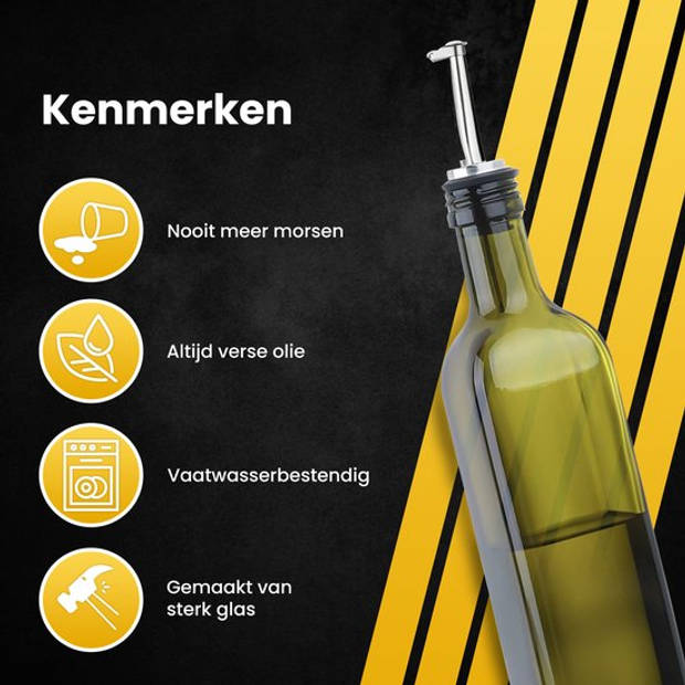 PROKING Olijfolie Fles met Schenktuit – Inclusief Schenktuit, Dop & Trechter – 500 ml - Groen