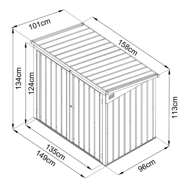 AXI Oscar Containerombouw / Tuinkast van Metaal in Antraciet Kliko ombouw met slot voor 2 containers - Max. 240L/480L