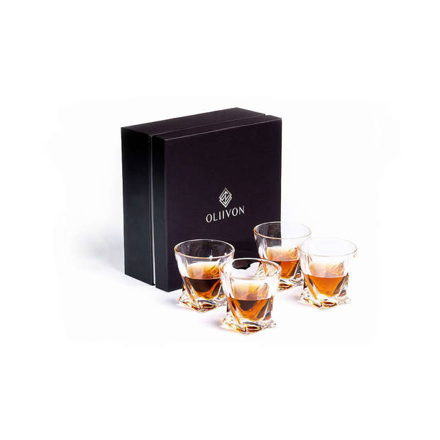 Klassieke whiskey glazen - set van 4 stuks - Geschenkverpakking