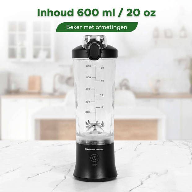 Bikolo® - Blender To Go Zwart - Mini Blender - Draagbare Blender - Portable Blender - Blender To Go Draadloos