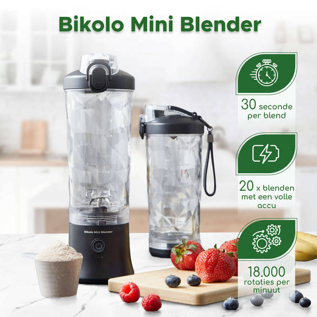 Bikolo® - Blender To Go Zwart - Mini Blender - Draagbare Blender - Portable Blender - Blender To Go Draadloos