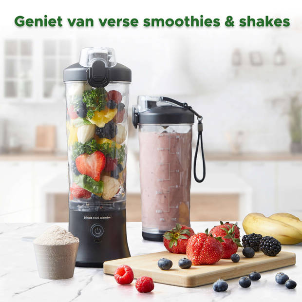 Bikolo® - Blender To Go Zwart - Mini Blender - Draagbare Blender - Portable Blender - Blender To Go Draadloos