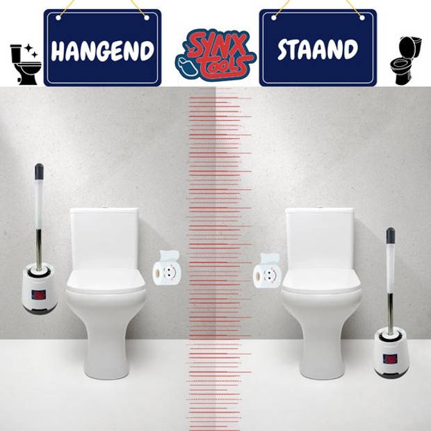 Synx Tools Toiletborstel Siliconen Set van 2 stuks- WC Borstel met Houder - Staand en Hangend - Toiletborstel met houder