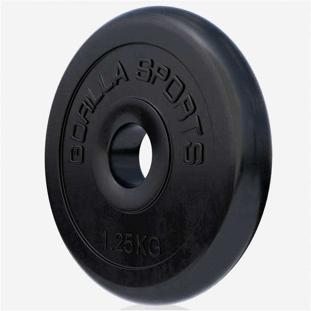 Gorilla Sports Halterschijf - Gewichtschijf - Rubber - 30 mm - 1,25 kg