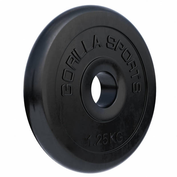 Gorilla Sports Halterschijf - Gewichtschijf - Rubber - 30 mm - 1,25 kg