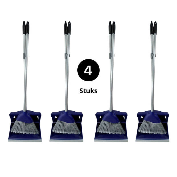 Synx Tools Hotel stoffer en blik set van 4 - Stoffer & Blik - Synx Tools Stoffer en Blik met lange stelen 95 cm Blauw