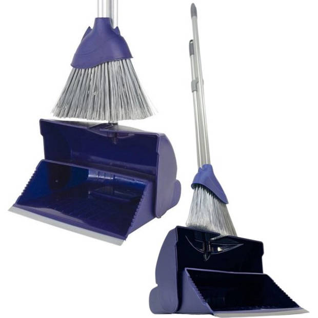 Synx Tools Hotel stoffer en blik set van 4 - Stoffer & Blik - Synx Tools Stoffer en Blik met lange stelen 95 cm Blauw