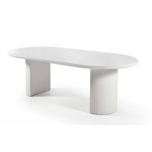 Giga Living - Eettafel Ovaal 230cm - Beton Ciré - Off White - Flow