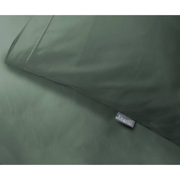 Eleganzzz Dekbedovertrek Uni Percal Katoen Met Bies - grenat green 260x200/220cm